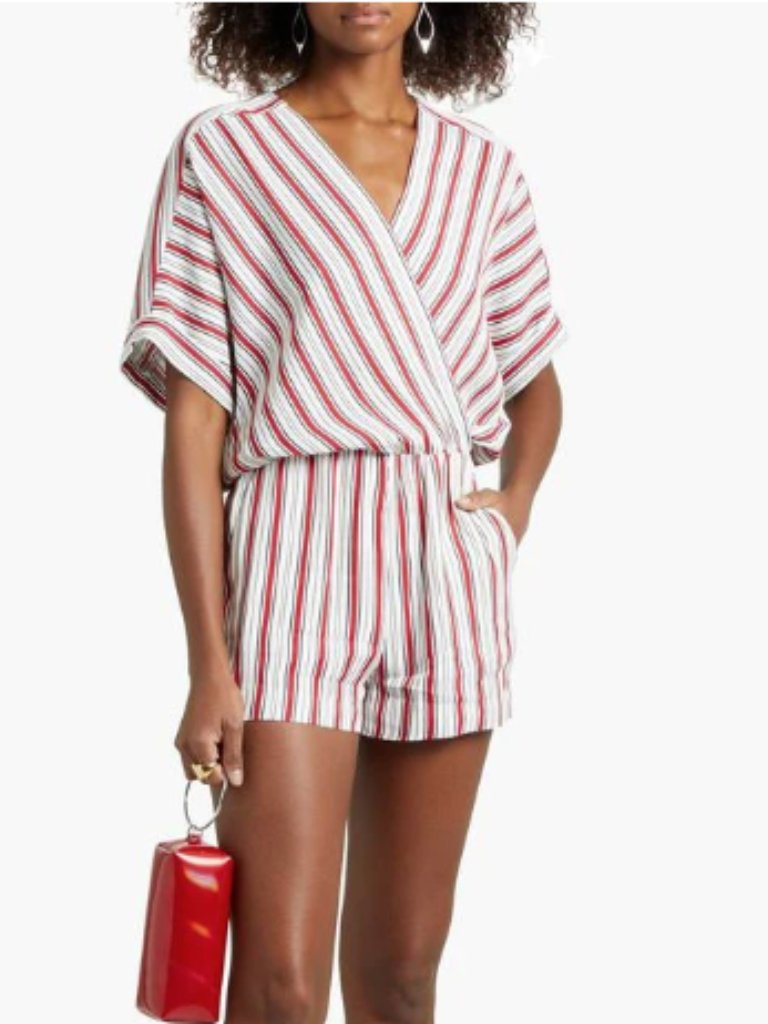 Maje Nwt Red, White And Blue Striped Romper/Play Suit